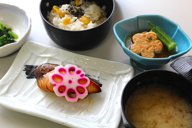 栗ごはん カンパチの照り焼き