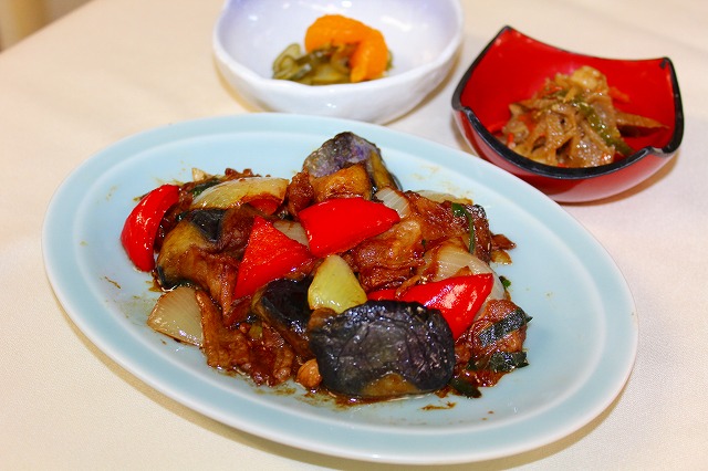 茄子と豚肉の赤味噌焼き