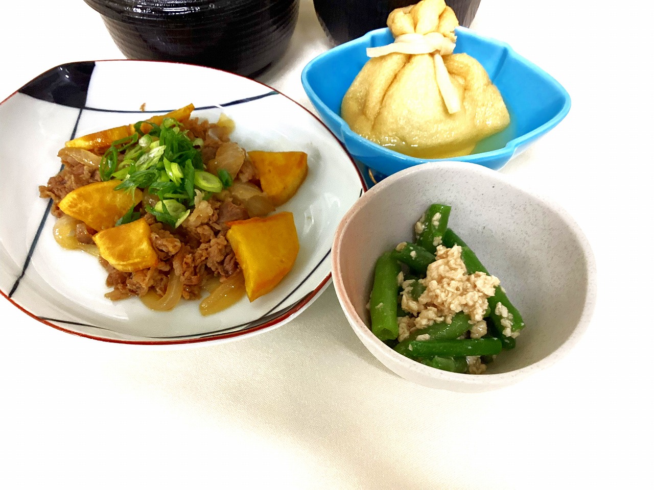 牛肉と薩摩芋の甘辛炒め