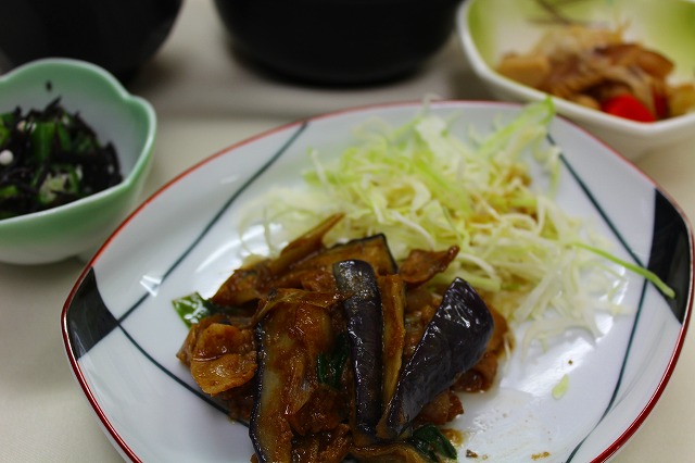 茄子と豚肉の赤味噌焼き