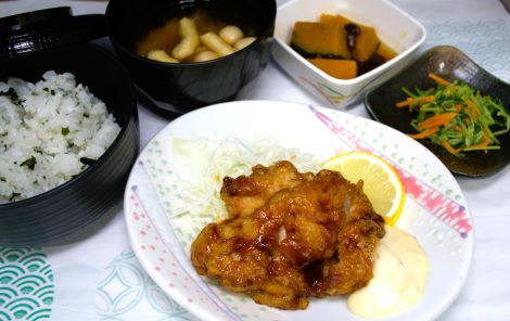 わかめご飯＆チキン南蛮