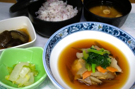 ゆかりごはん＆カラスカレイとごぼうの甘辛煮